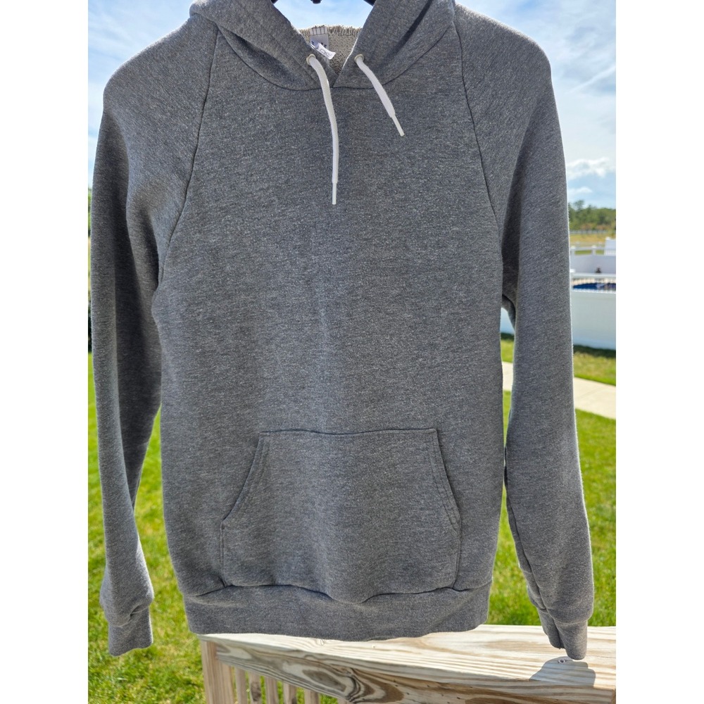 Men's szS American Apparel Classic Sweats Pullover Hoody Grey Made in USA Raglan